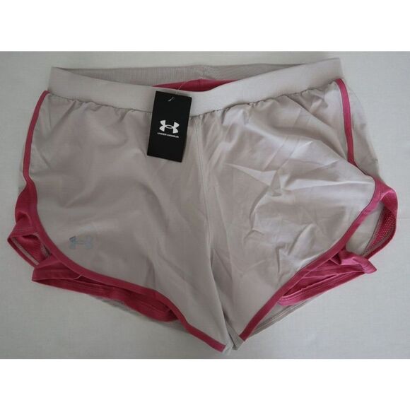Under Armour 1369768 Women's Sz L Gray/Pink Fly By Elite 2-in-1 Running Shorts - Picture 3 of 9